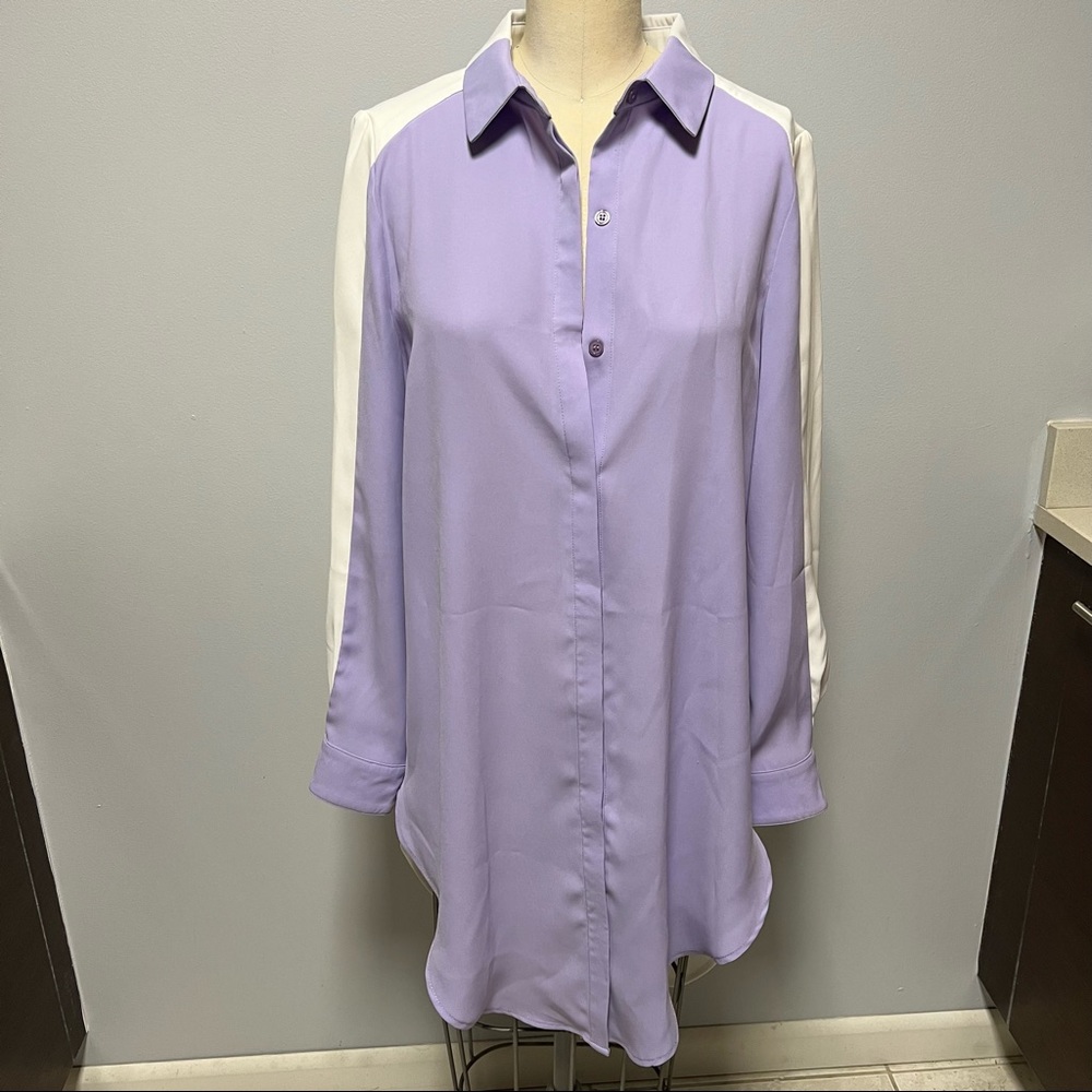 Women’s S Shirt-Dress Lilac/White Colorblock